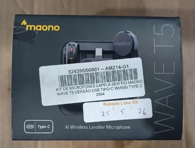 Kit de Microfones Lapela Sem Fio Maono Wave T5 (Versão USB Tipo-C / WM650)