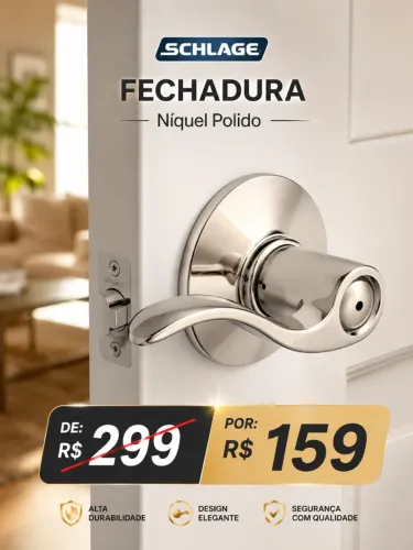 OFERTA ESPECIAL | Fechadura Nova e Original Schlage Níquel Polido por R$ 159!