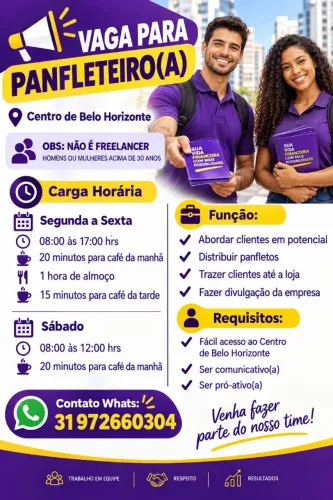 Vaga para panfleteiro no Centro de Belo Horizonte 