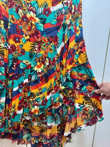 Saia longa estampado em viscose de seda