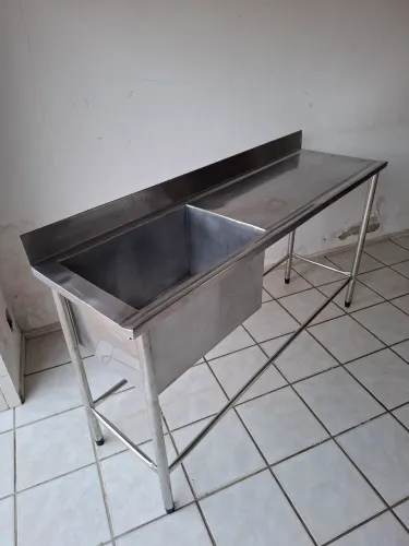 Pia industrial inox 304 medindo 170x50cm