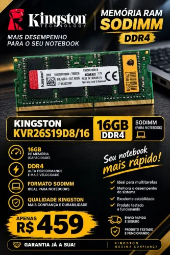 Memória Kingston 16GB DDR4 (NOTEBOOK)