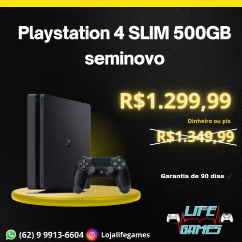 Ps4 Slim 500GB seminovo com garantia