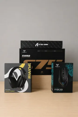 Kit gamer sem fio(s75 pro, bw06, attack shark x11, mousepad attack shark)