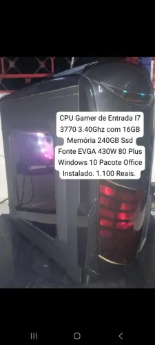 CPU Gamer de Entrada I7 3770 3.40Ghz com 16GB Memória 240GB Ssd