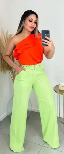 Calça Pantalona alfaiataria com cintotam P