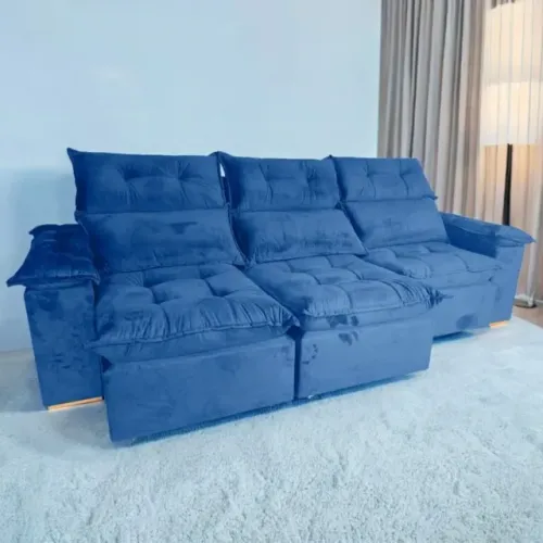 Sofá Retrátil e Reclinável Imperial 2,75 m Veludo Jolie Marrom 05 - IMPERIAL DECOR