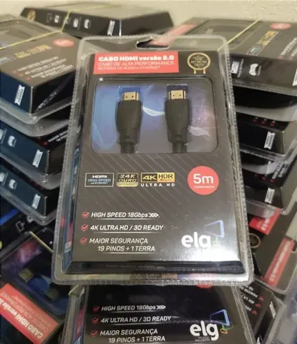 Cabo HDMI 2.0 ELG - 5 metros - 4K 60Hz / FullHD 240Hz - Conectores Ouro 24K