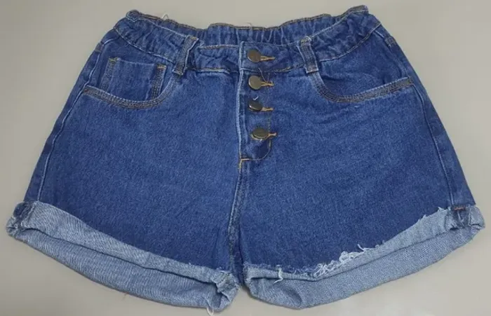 Short Jeans Feminino Cós Alto Lavagem Escura