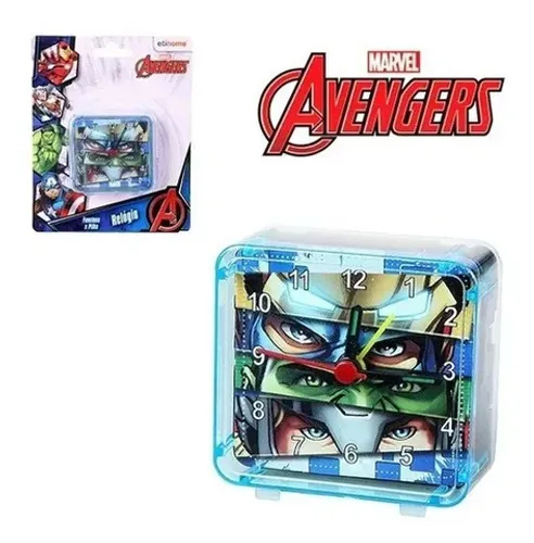 Relogio De Mesa Despertador De Acrilico Vingadores Avengers Quadrado