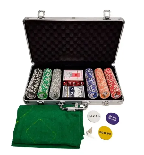 Kit Poker Completo - Chips, Cartas, Dados e Acessórios 300 fichas