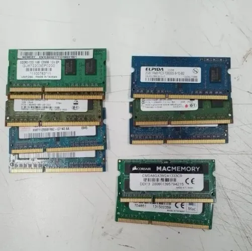 Lote com 9 Memórias RAM DDR3 para Notebook - 1GB, 2GB e 4GB - Usadas e Testadas