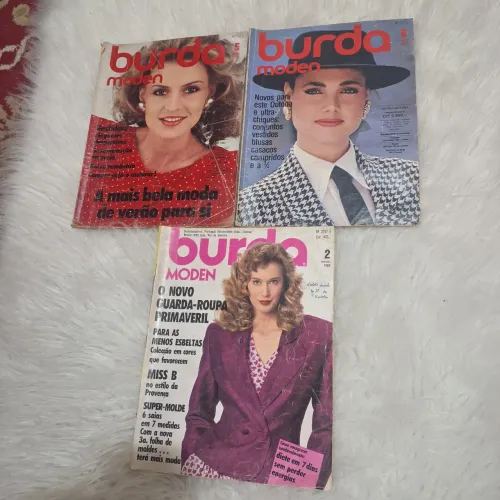 Lote 3 Revistas de Moda Burda Moden Anos 80 Alemanha (Vintage, 1983/1989, Vogue)
