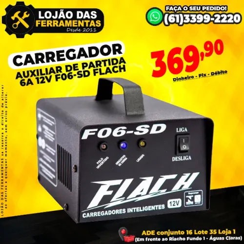 Carregador Auxiliar de Partida 6A 12V F06-SD Flach