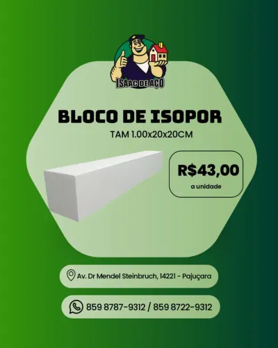 Bloco de isopor 20 CM