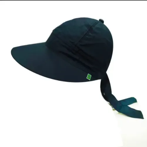 Boné de Sol Feminino Preto com Fita
