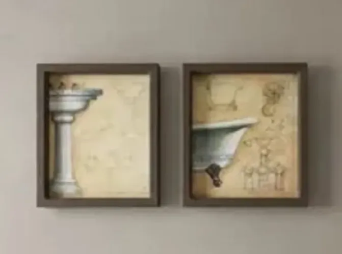 2 Quadros Vintage Para Benheiros e Lavabos