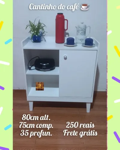Cantinho do Café - Armário Organizador Branco - Frete Grátis