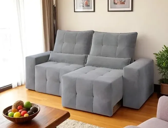 Sofá retratil e reclinavel cinza elegance 