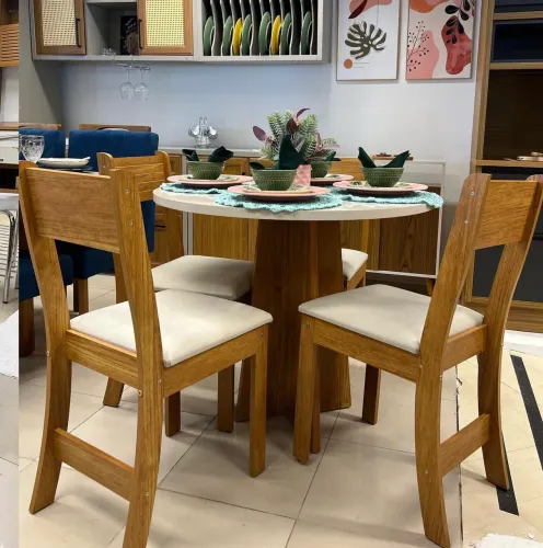 Mesa de Jantar Alice Circular 0.90×0.90 Com 4 Cadeiras- Produto Novo 