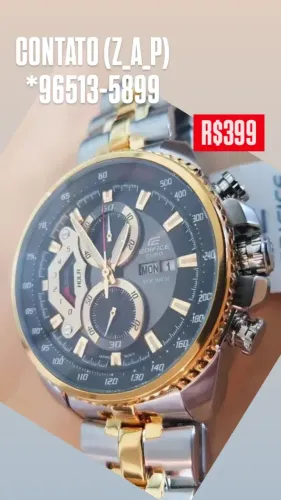 Relógio CASIO EDIFICE Pulseira Jubileu Misto Com Dourado 