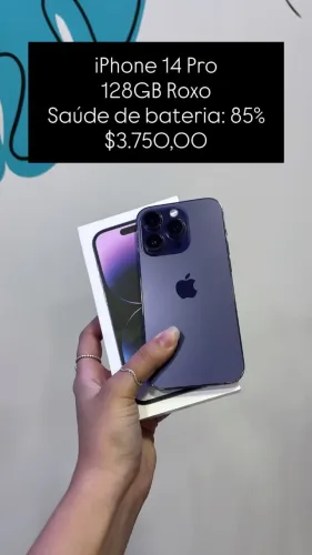 iPhone 14 Pro / 128GB / Roxo / Saúde de bateria 85%/ R$ 3.750,00