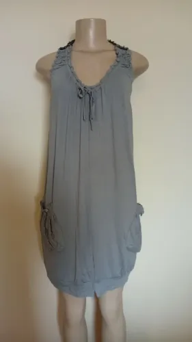 Vestido cinza com paetês para festa tam m