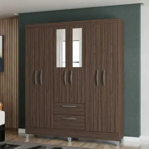 Guarda Roupa 6 Portas 2 Gavetas Espelho Novo Varios Modelos