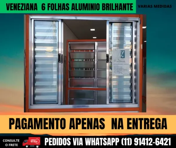 Janela veneziana alumínio 1,00m x 1,00m- mod pvn