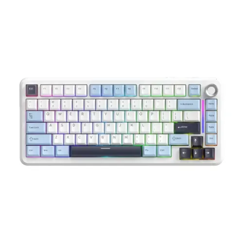 Teclado Mecanico Gamer F75 Sem Fio Tri Mode Rgb Free Wolf Glacier Blue