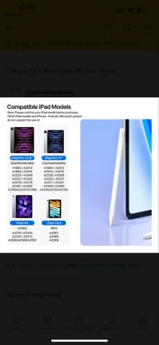 Caneta para iPad Baseus carregamento sem fio