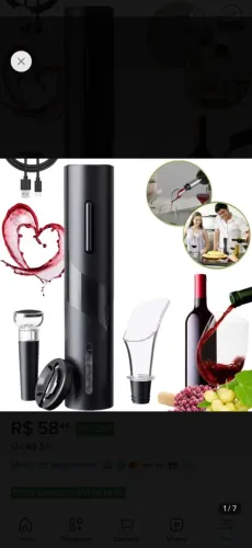 Abridor Vinho Automático Saca Rolhas Recarregável Usb Preto