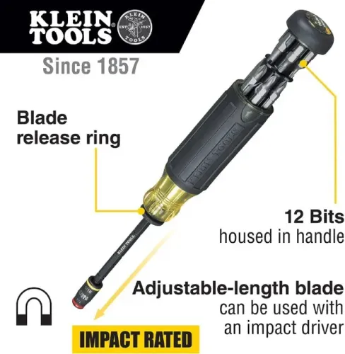 Chave de fenda Klein Tools 32304, 14 em 1, ajustável, com soquete articulado, parafusadeir
