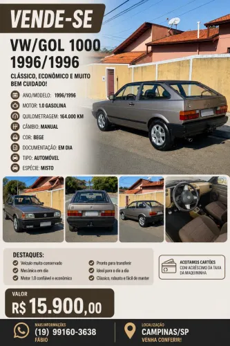 Volkswagen Gol Geração I 1000 2P 1996