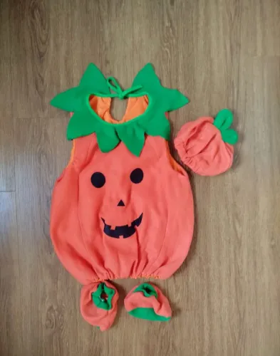 Fantasia de Abóbora Halloween Forrada Tamanho 4 a 6 anos 
