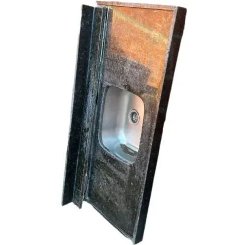 Pia de Granito Preto 1,20x0,55m com Cuba Inox e Frontão | Ótimo Estado