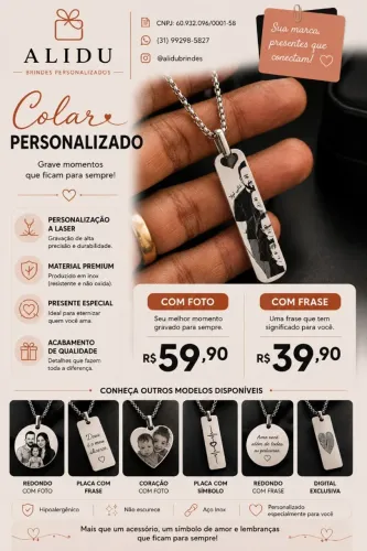 Colar Personalizado Gravado A Laser