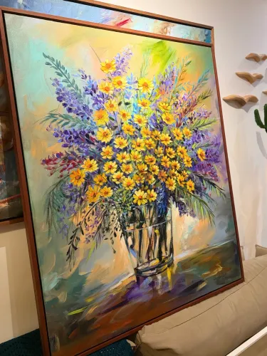 Belíssimo quadro pintura a óleo 1,04 largura 2,04 de altura