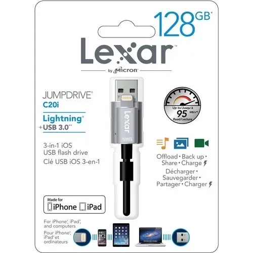 Pen Drive para iPhone Lightning 128GB lexar
