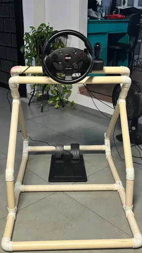 volante com cambio e pedal force driving dazz, acompanhado com suporte 
