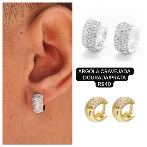 ARGOLA CRAVEJADA DOURADA/PRATEADA