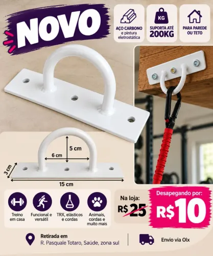 NOVO desapego - Suporte TRX teto e parede (p/ saco de boxe, balanço suspenso, etc)