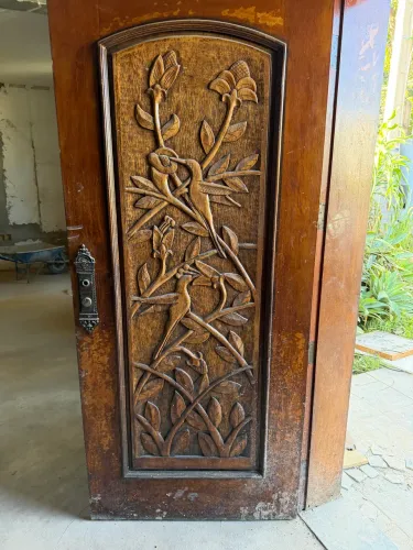 Porta Maciça Entalhada Beija Flor