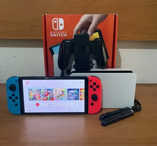 Nintendo Switch oled desbloqueado, cartão de 128gb