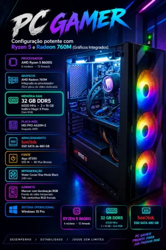 PC GAMER DDR5 | 32GB 6000MHz | RYZEN 5 8600G