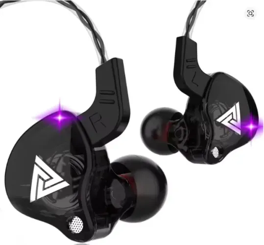 Fone de ouvido QKZ com microfone, driver estéreo com graves + Suporte de ouvido