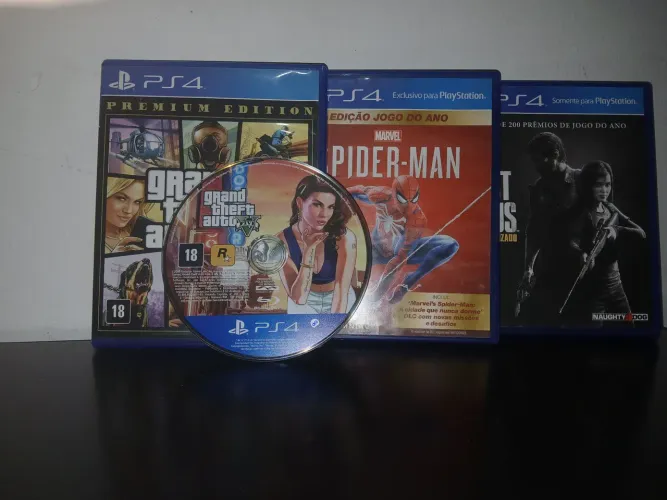 JOGOS DE PS4 THE LAST OF US, SPIDER MAN E GTA 5