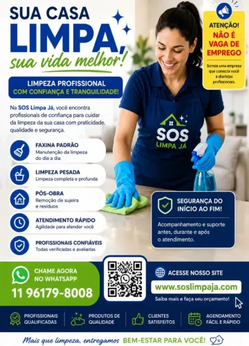 SOS Limpa Já | Faxina Residencial com Diaristas Verificadas ?