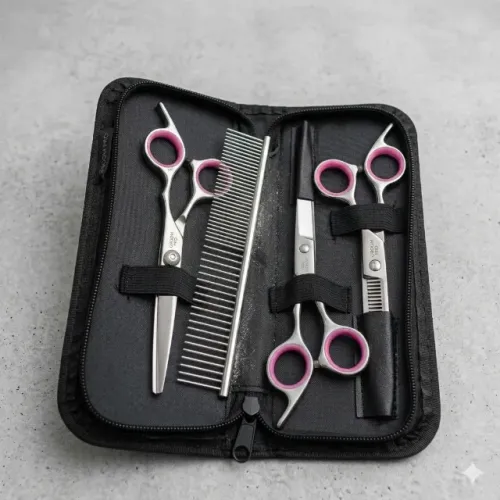 Kit Tesouras Pet 4 peças ( rosa)