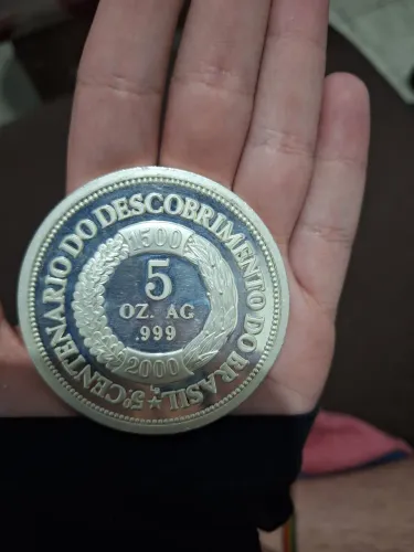 Medalha Prata Pura 5 Oz (.999) - 5º Centenário Descobrimento Brasil (1500-2000)